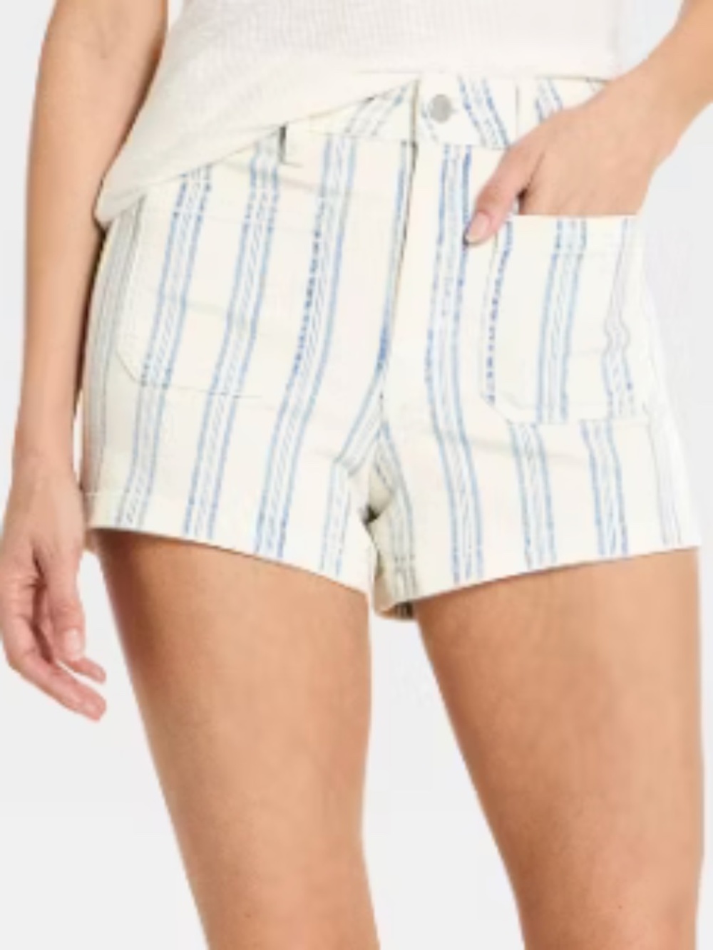 Womens Striped Highest Rise Sailor Denim Shorts   Blue and Cream. Size 4 NWT